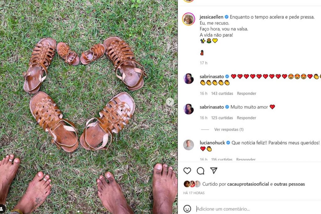 Post de Jessica Ellen anunciando a primeira gravidez