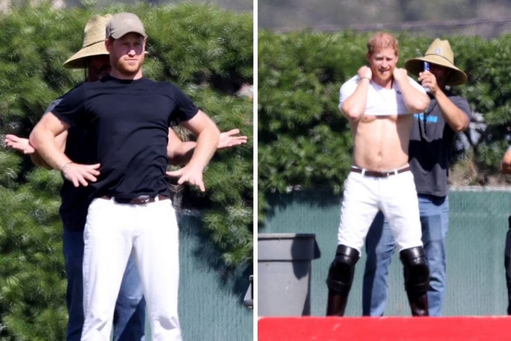 Príncipe Harry durante jogo de polo