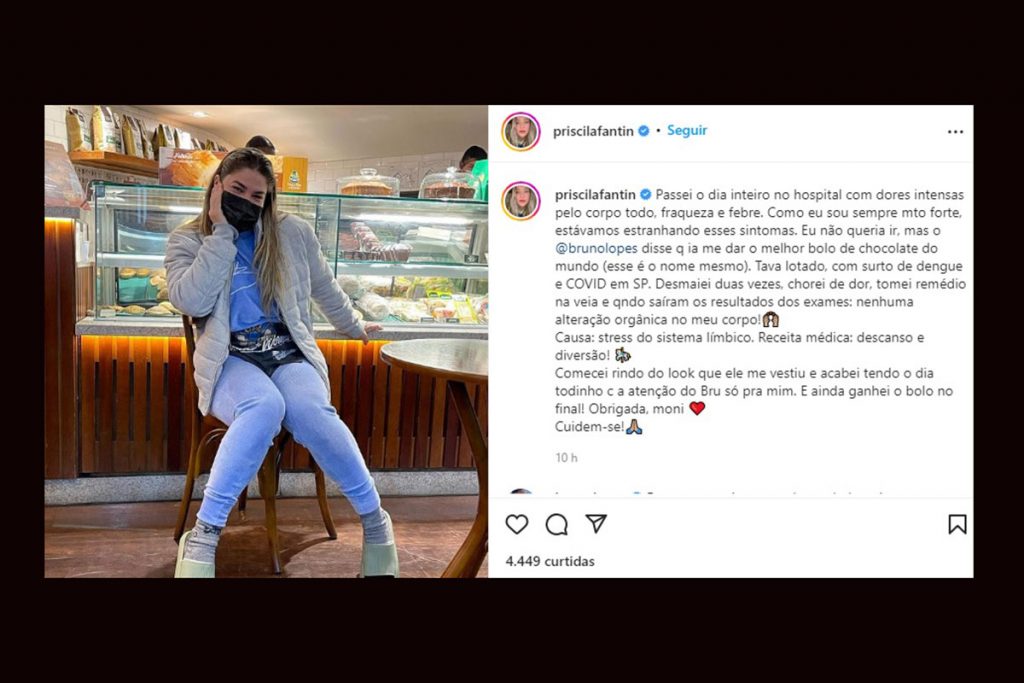 Priscila Fantin desabafa após ir ao hospital