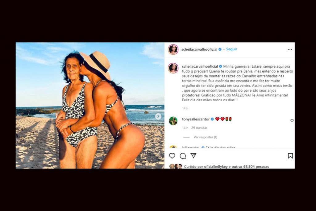 Scheila Carvalho se declarou para a mãe nas redes sociais