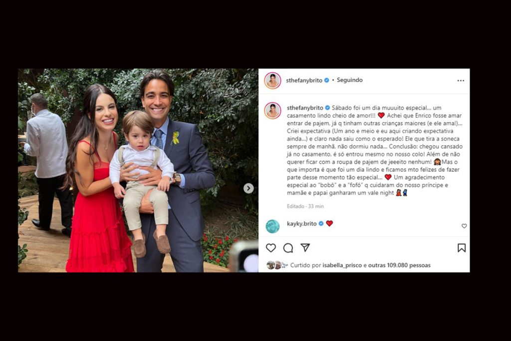 Sthefany Brito comenta experiência do filho como pajem de casamento