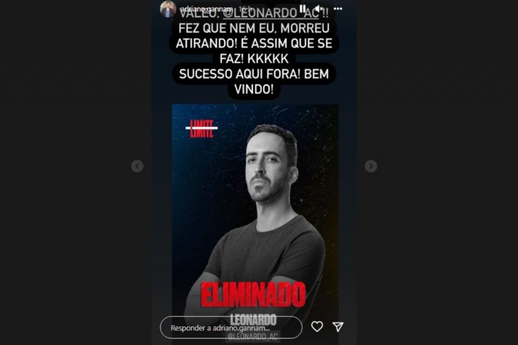 stories de adryano elogiando estratégia de leonardo