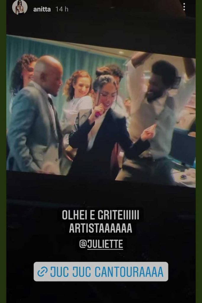 Post de Anitta, sobre Juliette