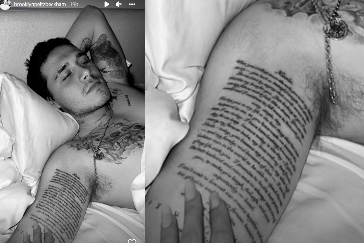 Brooklyn Beckham tatua votos do seu casamento no braço