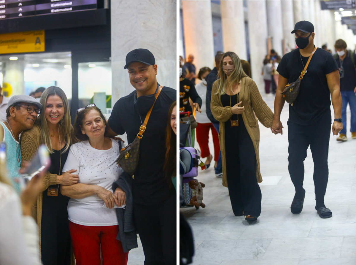 Carla Perez e Xanddy em aeroporto do Rio de Janeiro