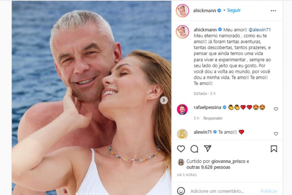 Ana Hickmann se declarando ao marido no Dia dos Namorados no Instagram