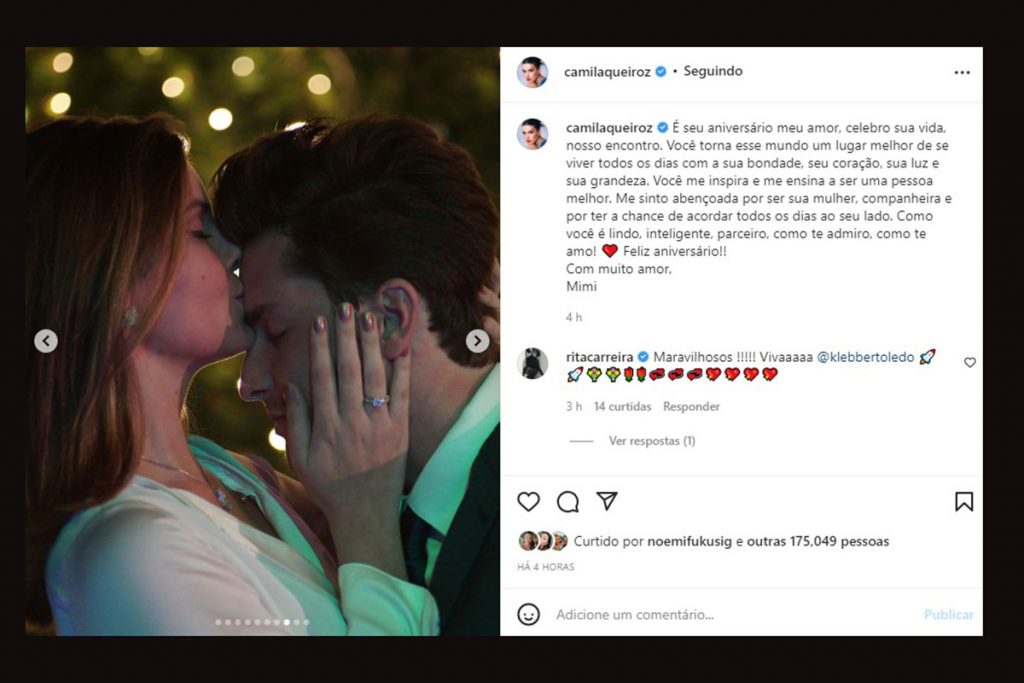 Camila Queiroz se declara para Klebber Toledo