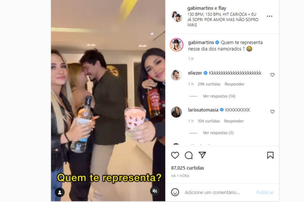 vídeo do instagram de viih tube e eliezer coladinhos na companhia de gabi martins e flay