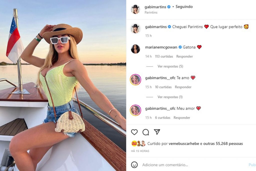 Gabi Martins curte passeio de iate em Parintins