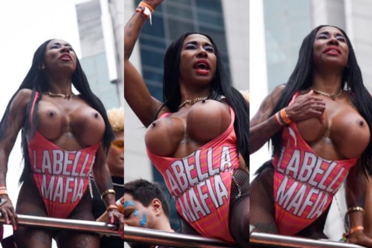 Inês Brasil faz topless na Parada LGBTQIA+