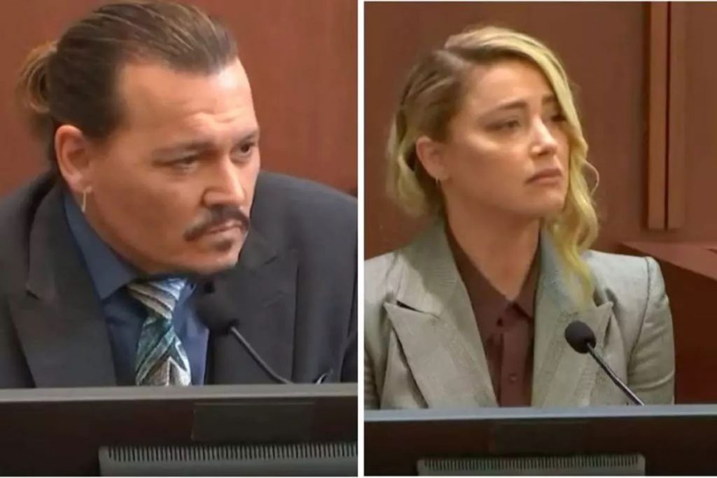 Johnny Depp e Amber Heard durante julgamento