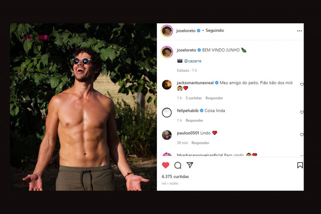 José Loreto mostra corpão em foto nas redes sociais