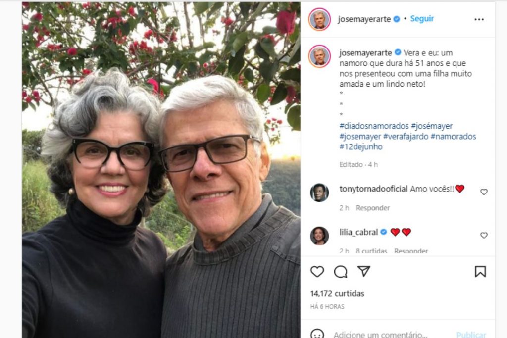 josé mayer posando com a esposa vera no instagram