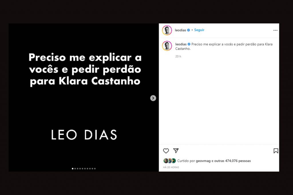 Léo Dias pede desculpas para Klara Castanho