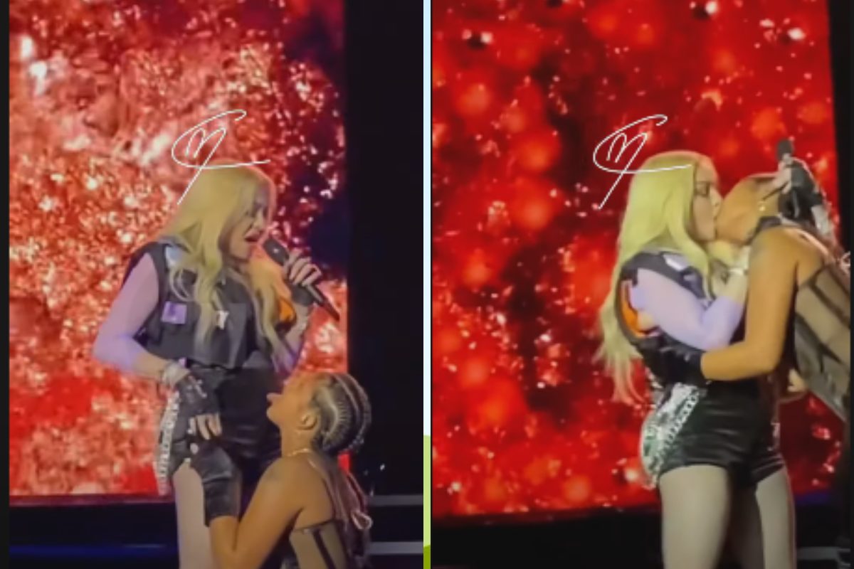Madonna e Tokischa trocam beijão em palco (Reprodução/Youtube)