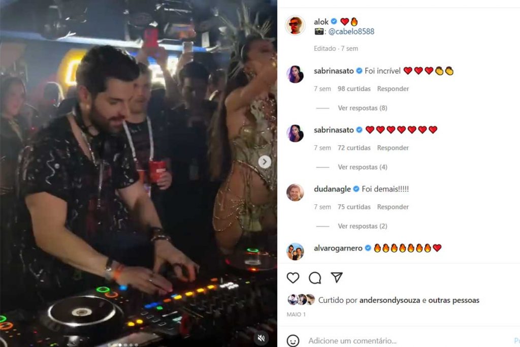 Post do DJ Alok tocando no Bar Brahma, no Carnaval