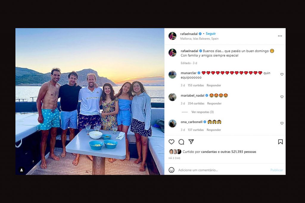 Rafael Nadal curtiu passeio de barco com os amigos