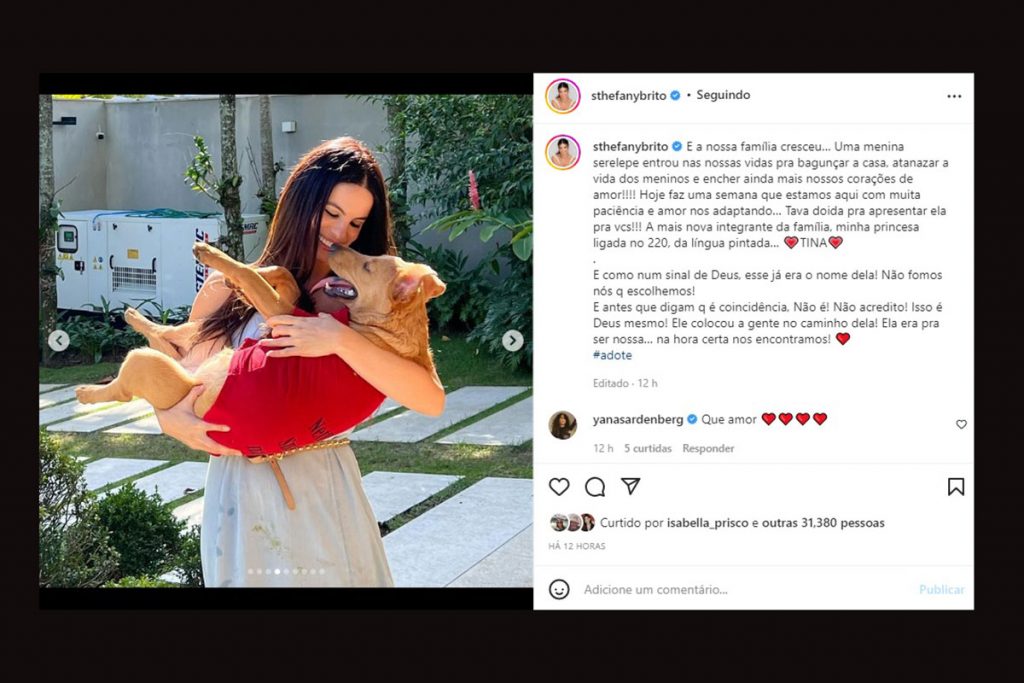 Sthefany Brito apresenta Tina, nova integrante da família