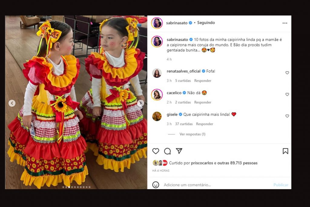 Zoe encanta ao aparecer com look de festa junina