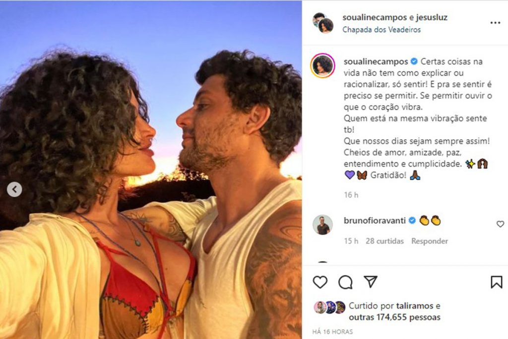 Aline Campos posta primeira foto com Jesus Luz