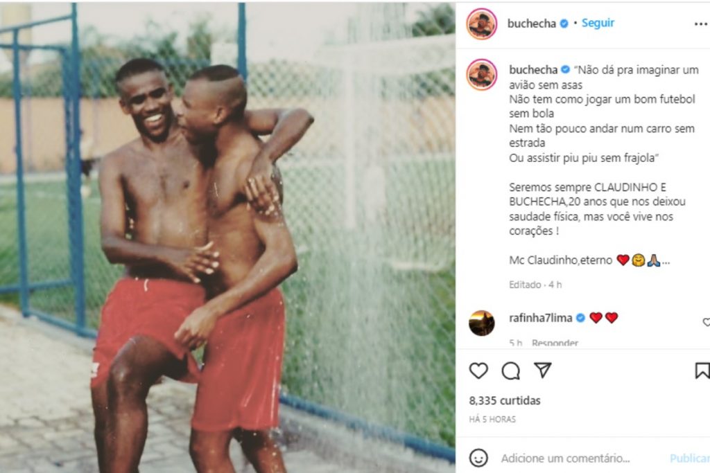 Buchecha homenageando Claudinho em seu aniversário de morte no Instagram