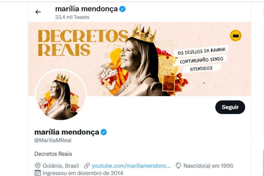 Nova capa do Twitter de Marília Mendonça