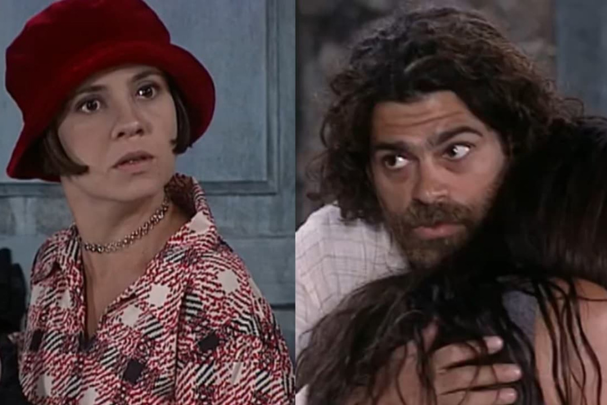 Catarina (Adriana Esteves) e Petruchio (Eduardo Moscovis) em O Cravo e a Rosa