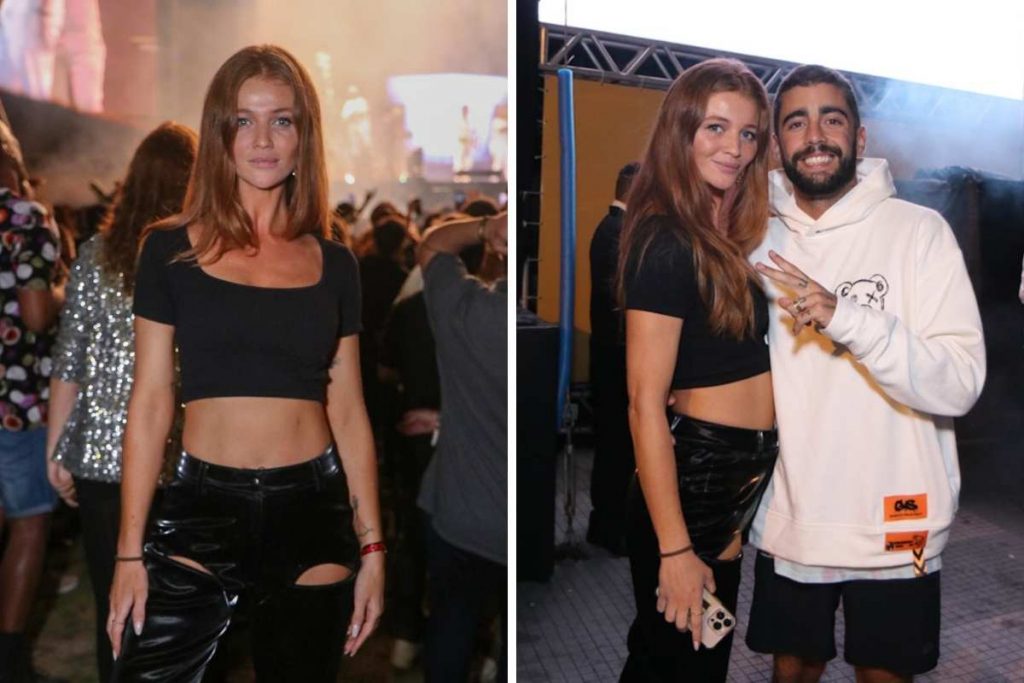 Cíntia Dicker e Pedro Scooby posando para foto em show no Rio de Janeiro
