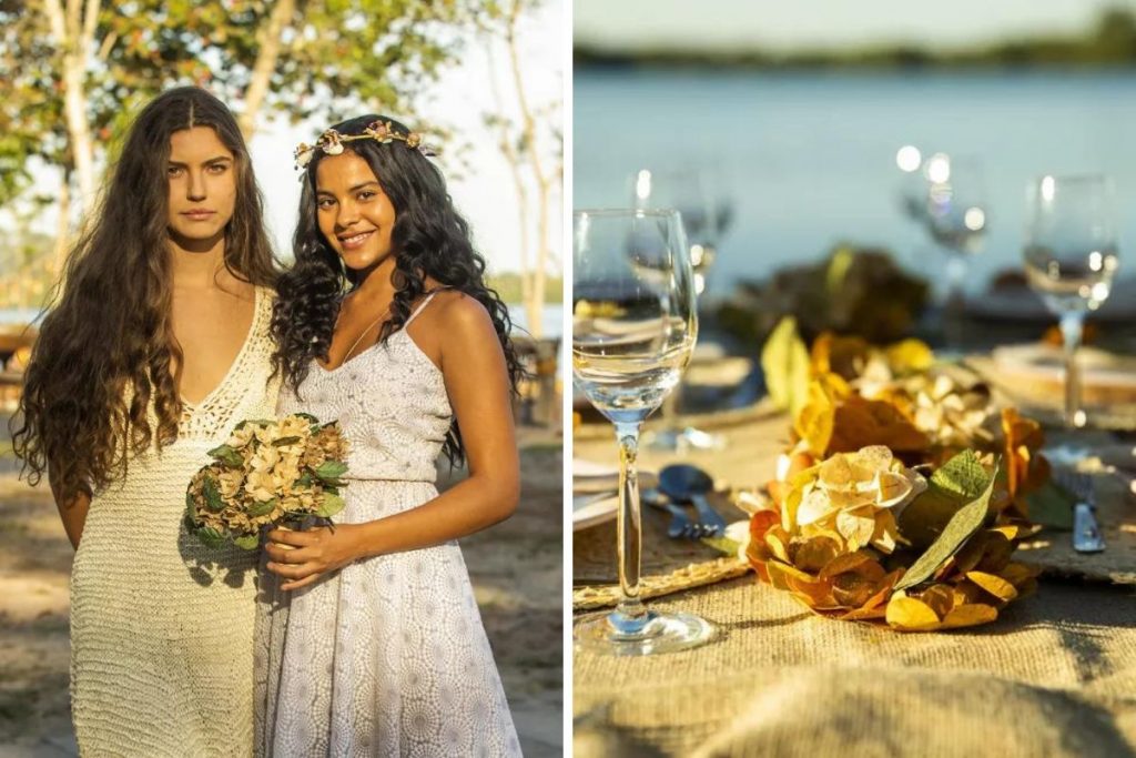 Bastidores do casamento de Juma e Jove na novela Pantanal