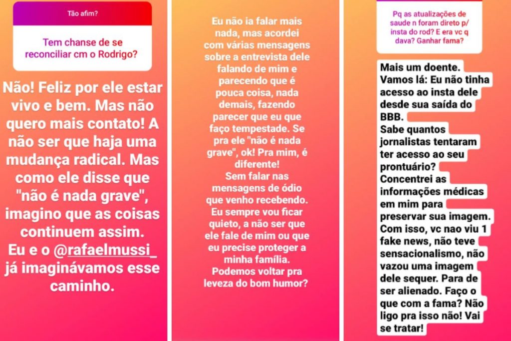 Posts de Diogo Mussi falando de Rodrigo Mussi