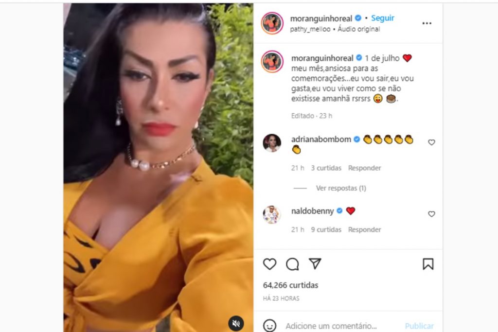 ellen cardoso, a mulher moranguinho, posando estilosa com vestido amarelo decotado