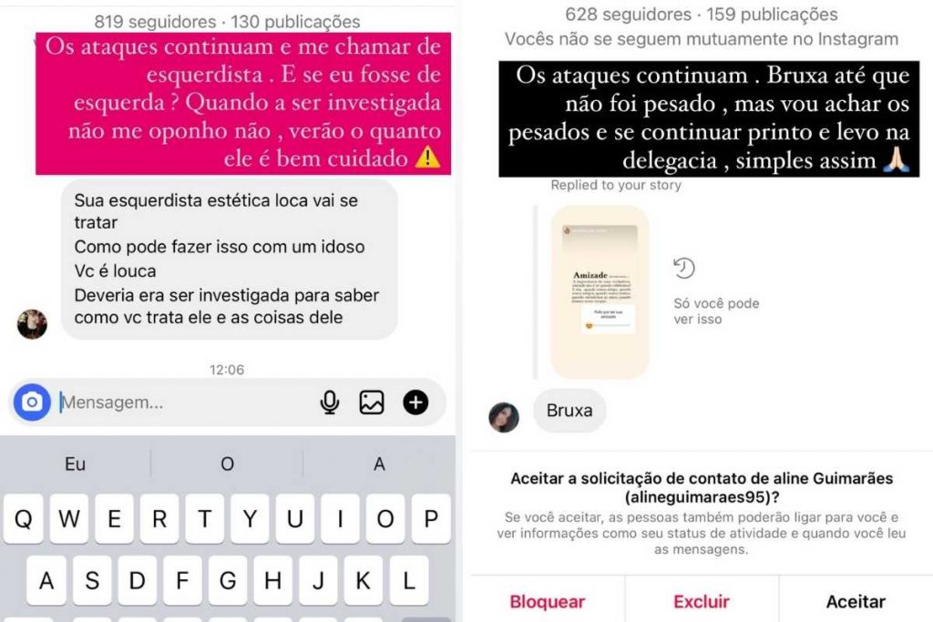 prints de ataques a marilene saade no instagram