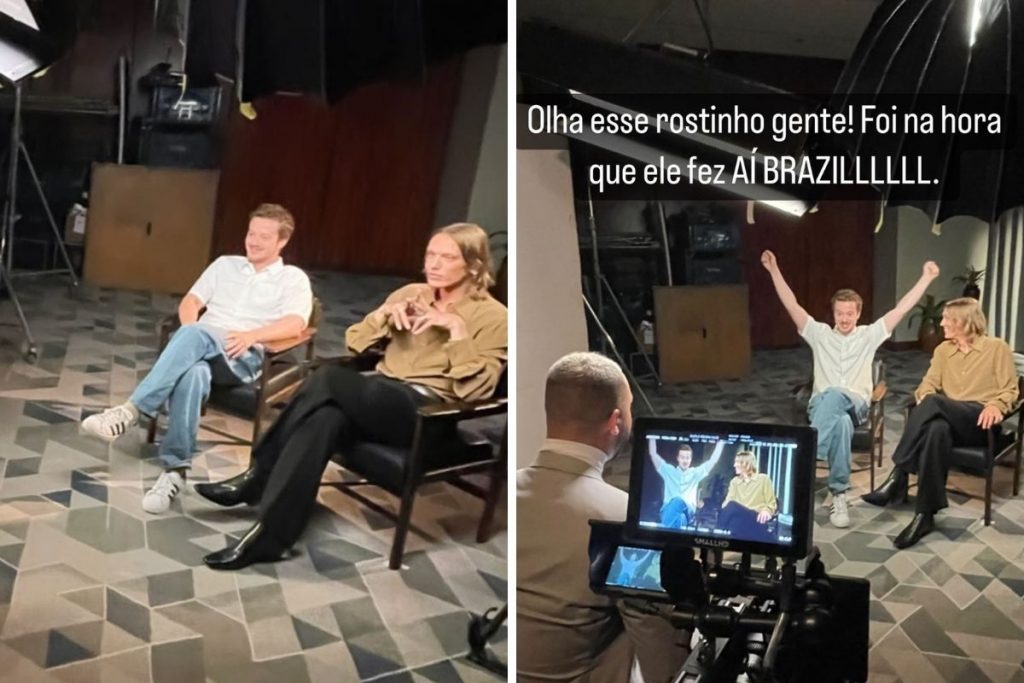 Gil do Vigor mostra bastidores de entrevista com atores de 'Stranger Things'