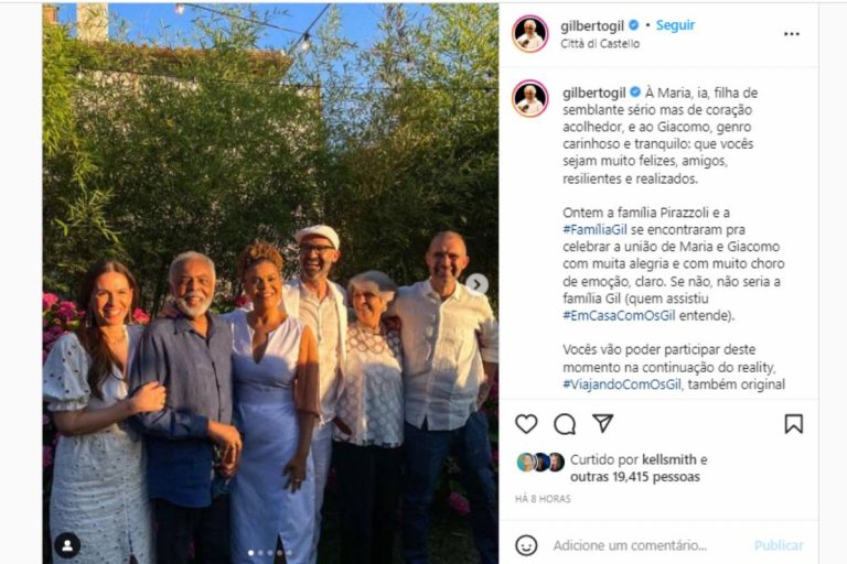 Maria Gil se casa na Itália com presença de Gilberto Gil e familiares