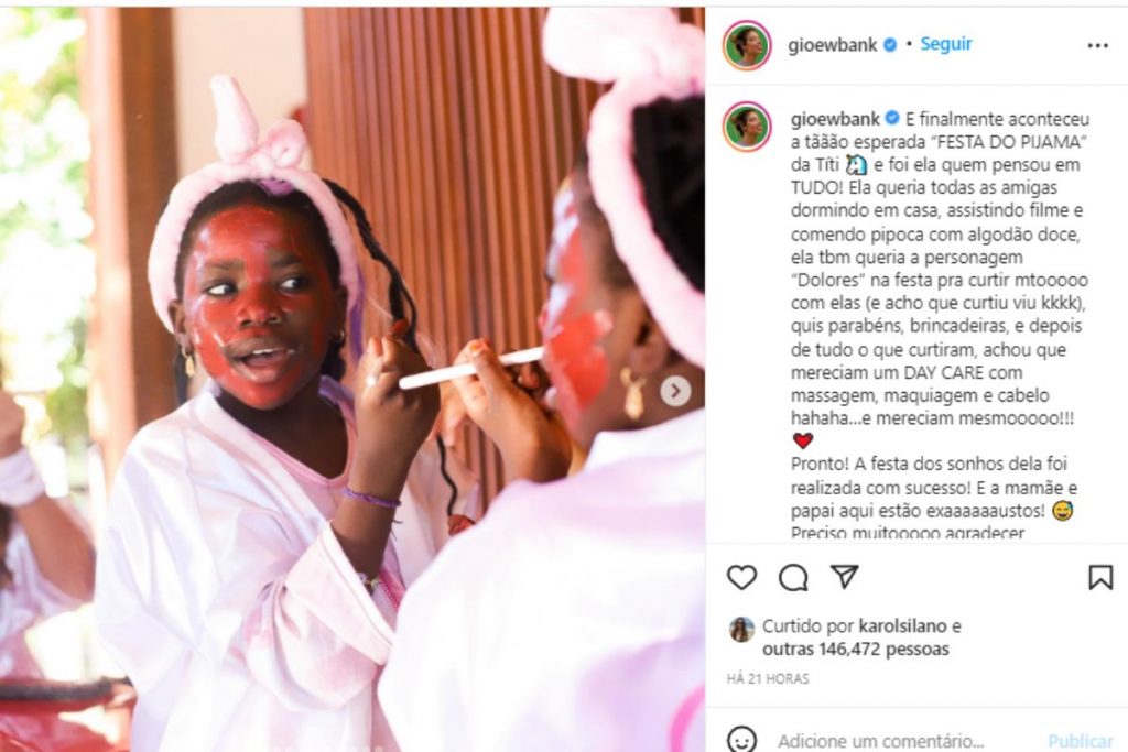 Giovanna Ewbank desabafando sobre festa de aniversário de Titi no Instagram