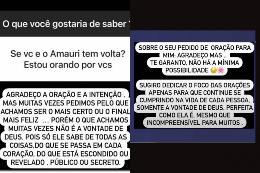 Karina Bacchi revela que não há chance de reatar seu casamento com Amaury Nunes