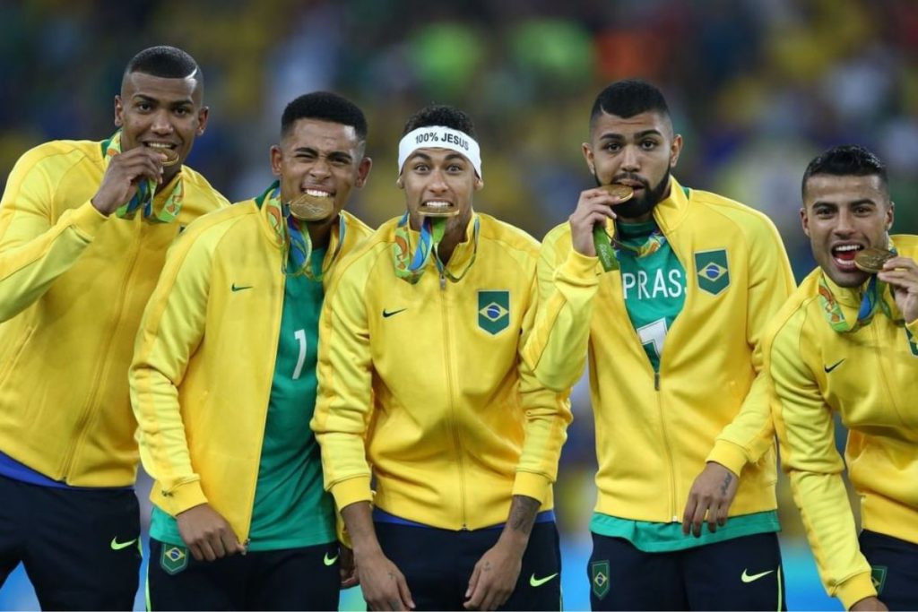 Neymar, Gabriel Jesus, Gabigol e Wallace na conquista do ouro nas Olimpíadas