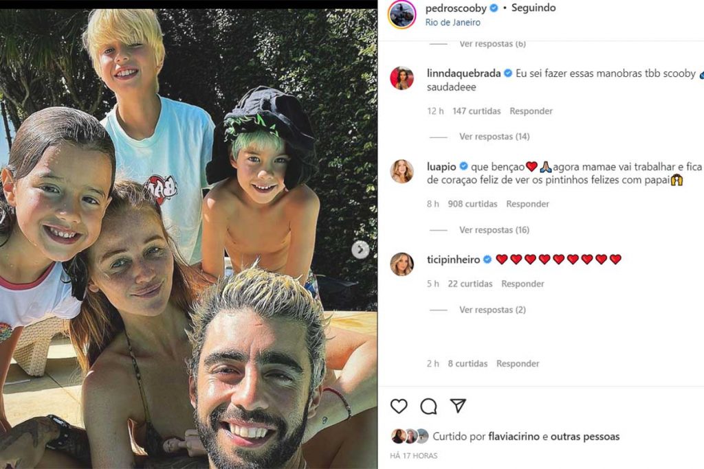 Post de Pedro Scooby curtindo férias com a namorada e os filhos