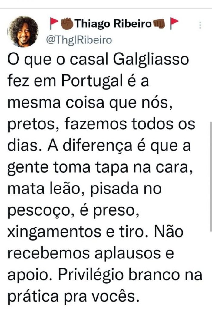 Postagem sobre privilégio branco