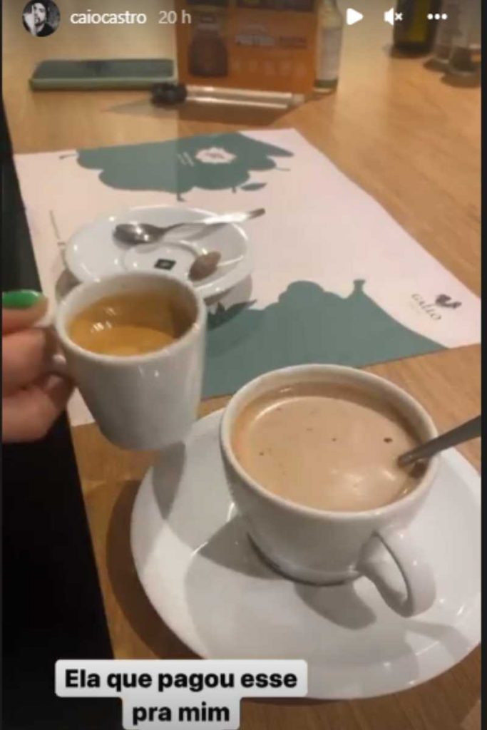 stories de caio castro mostrando café que daiane de paula pagou