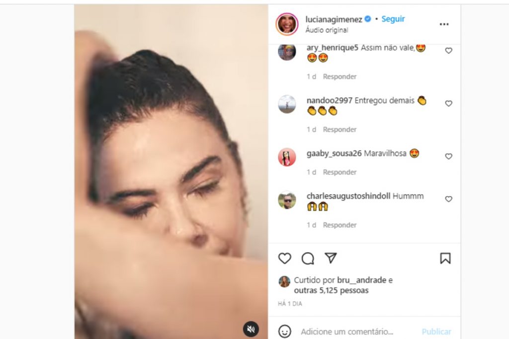 luciana gimenez tomando banho em video no instagram