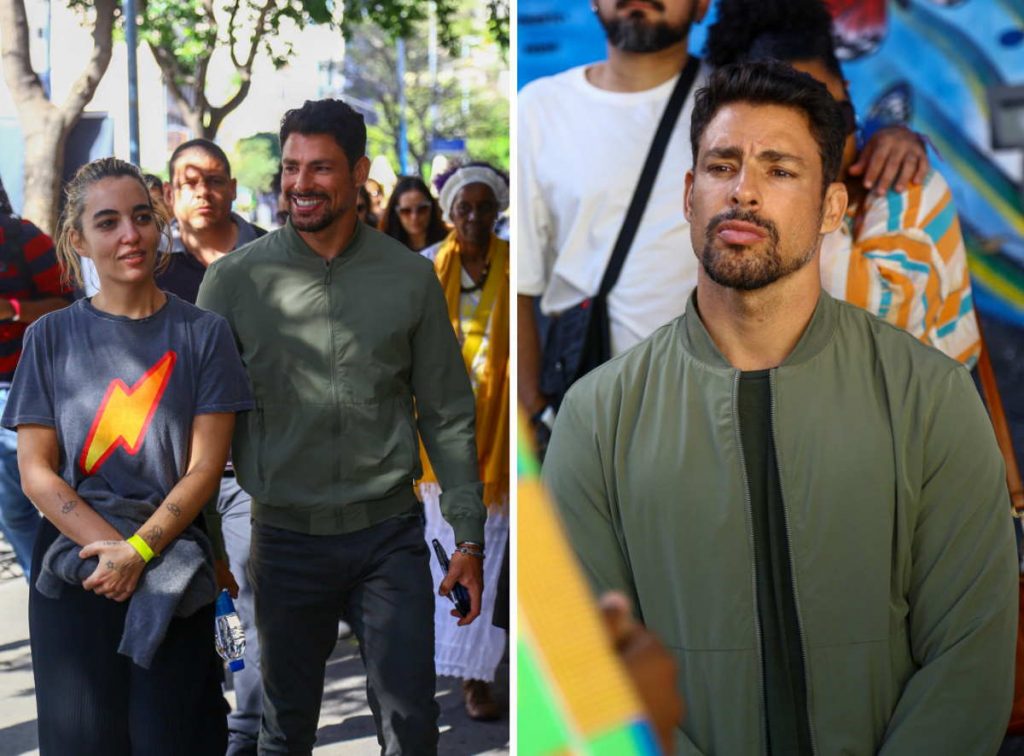 Cauã Reymond caminhando pelo centro do Rio