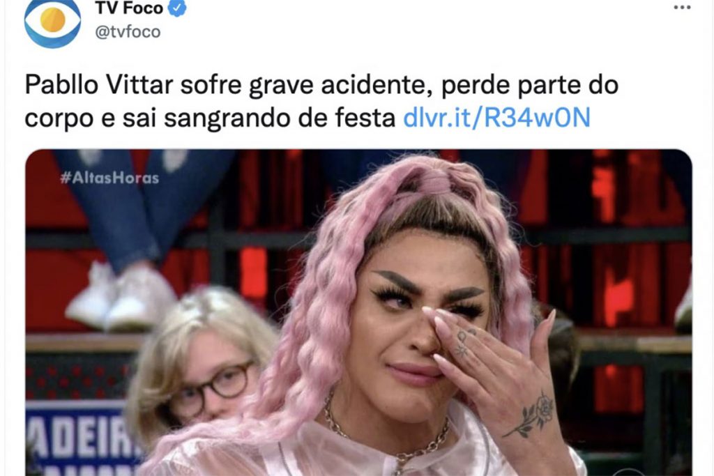 Fake news de Pabllo Vittar publicada em 2021 por TV Foco