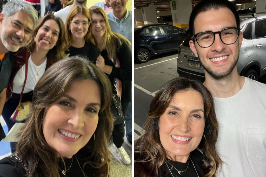 Fátima Bernardes com William Bonner e Natasha Dantas, atual esposa dele