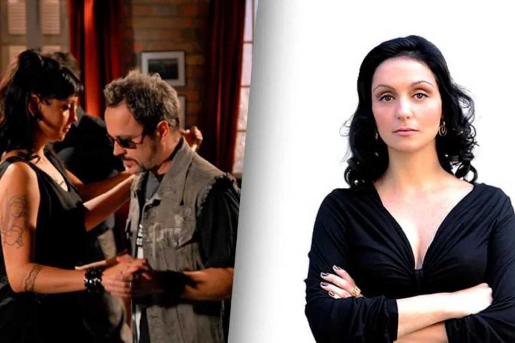 Luciana Borghi em cena como Bárbara, ao lado de Ramón (Leonardo Medeiros) em 'Tempos Modernos', e como Railda, em 'Malhação ID'