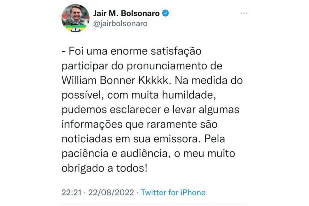 Jair Bolsonaro ironiza entrevista na Globo