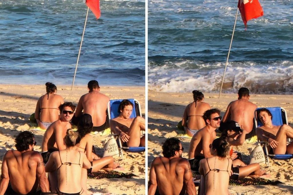 Jesuíta Barbosa curte dia de praia com os amigos