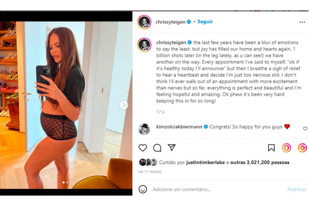 chrissy teigen anunciando gravidez