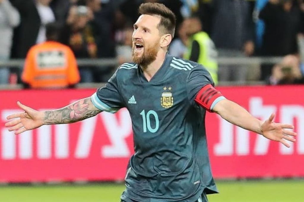Lionel Messi em ação com a camisa da Argentina