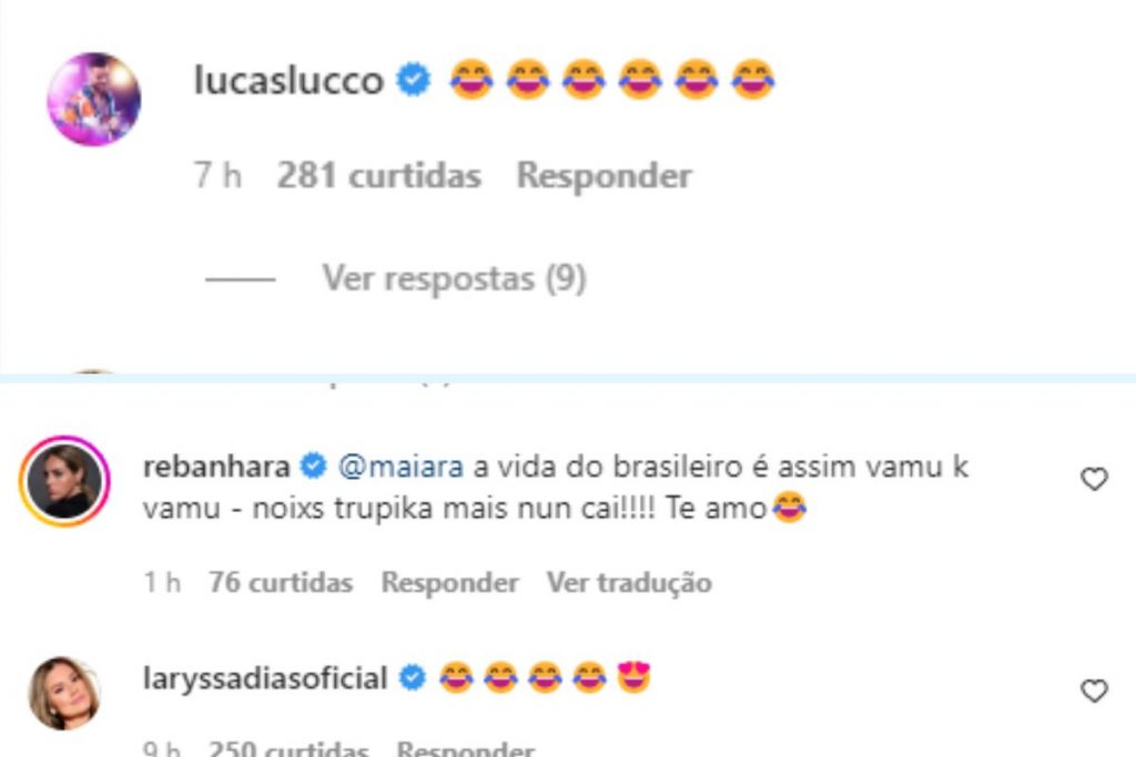 Lucas Lucco e Renata Banhara comentam em vídeo de Maiara